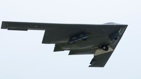 A US Air Force B-2 bomber takes off at Andersen Air Force Base, Guam, in 2016. 