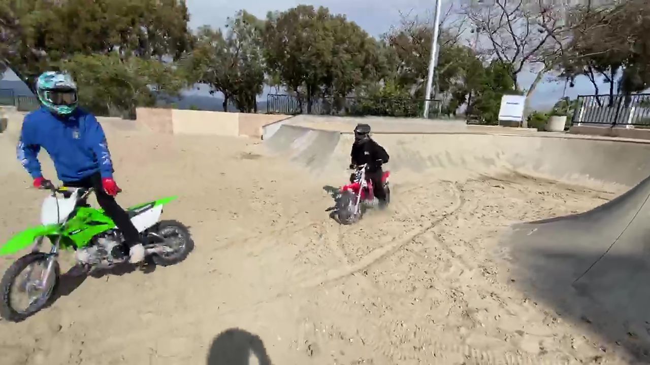 The dirt bikers, in action. 