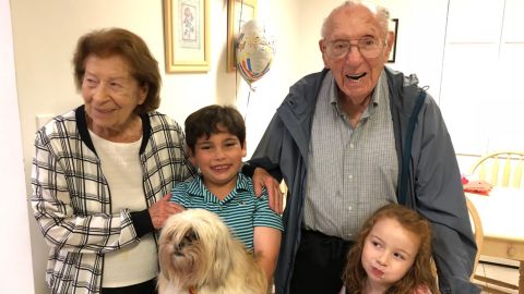 Philip Kahn with his late wife, Rose Kahn, and two of their great grandchildren.