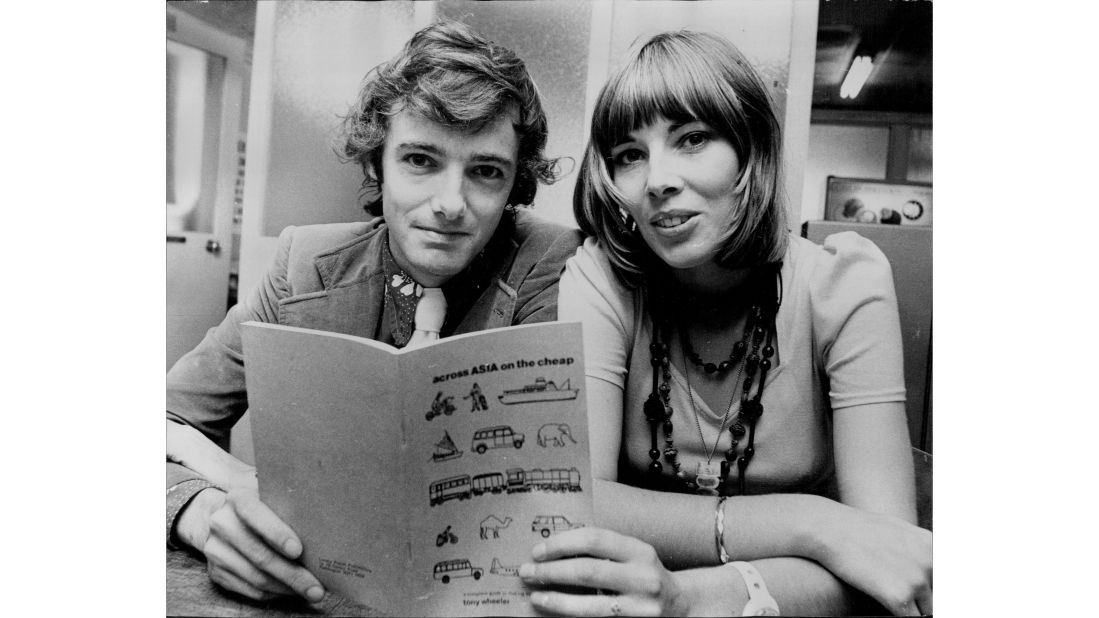 <strong>"Across Asia on the cheap": </strong>Lonely Planet founders Tony Wheeler and his wife Maureen with their book "Across Asia on the cheap" in 1973.  "Each chapter was devoted to a different country in Southeast Asia, and although the info was skimpy, and the maps barely usable, I was nevertheless impressed that someone had actually done it," says Cummings of the guide. Several years later, Tony hired Cummings to write Lonely Planet's first Thailand guidebook. 