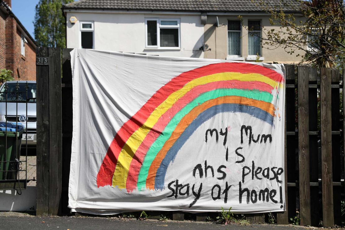 A painting of a rainbow taken on April 19 in Southampton, England.