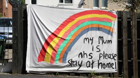 A painting of a rainbow taken on April 19 in Southampton, England.