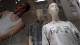SAN FRANCISCO, CA - MAY 25:  The Gap logo is displayed on a shirt in a window display at a Gap store on May 25, 2018 in San Francisco, California. Gap Inc. shares dropped close to 15% on Friday a day after the company reported first quarter earnings that fell short of analyst expectations and also advised of inventory issues that may take several months to rectify.  (Photo by Justin Sullivan/Getty Images)