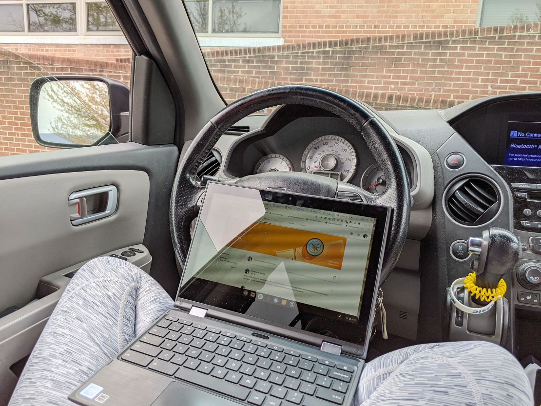 The front seat of Stephanie Anstey's car has become her mobile office on some days.