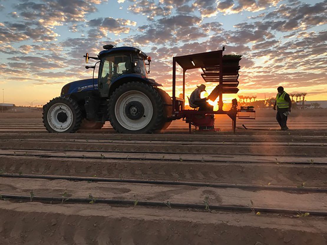 A tractor is seen on McClendon Selects, an organic family farm in Peoria, Arizona. 