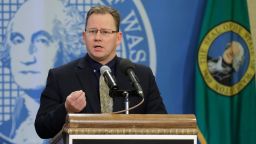 Washington state schools Superintendent Chris Reykdal speaks at a news conference earlier in the month. 