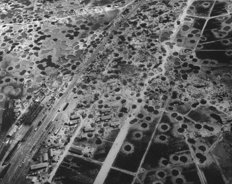 <strong>Aerial view: </strong>A panoramic aerial view of the incinerated city of Hiroshima three weeks after the atomic bomb was dropped, killing 70,000 people.   