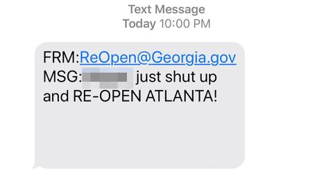 The mayor shared the text message on Twitter.