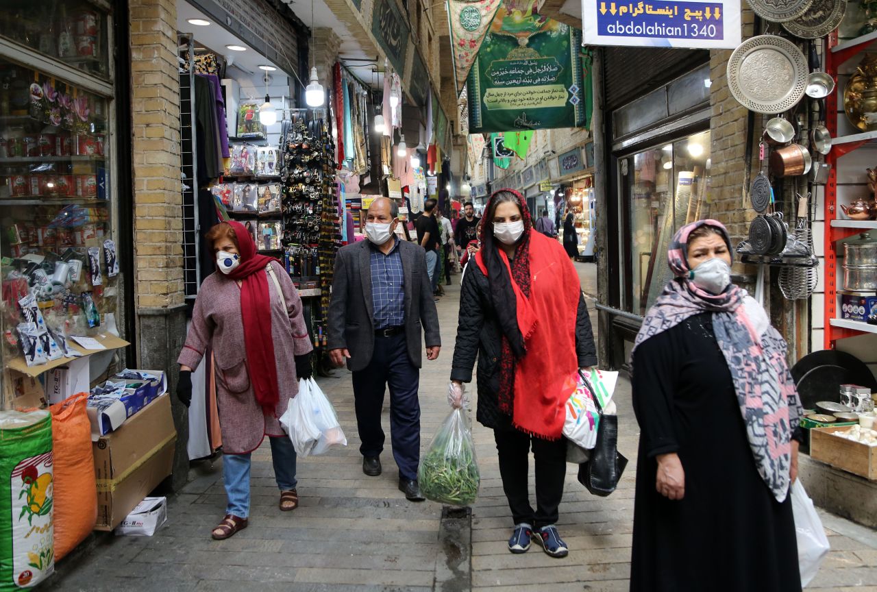 People shop at the Tajrish Bazaar in Tehran, Iran, ahead of the first night of Ramadan.