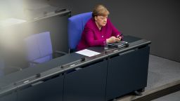 Chancellor Angela Merkel says a contact tracing app in the works is being developed in conjunction with the country's privacy and cybersecurity officials. 