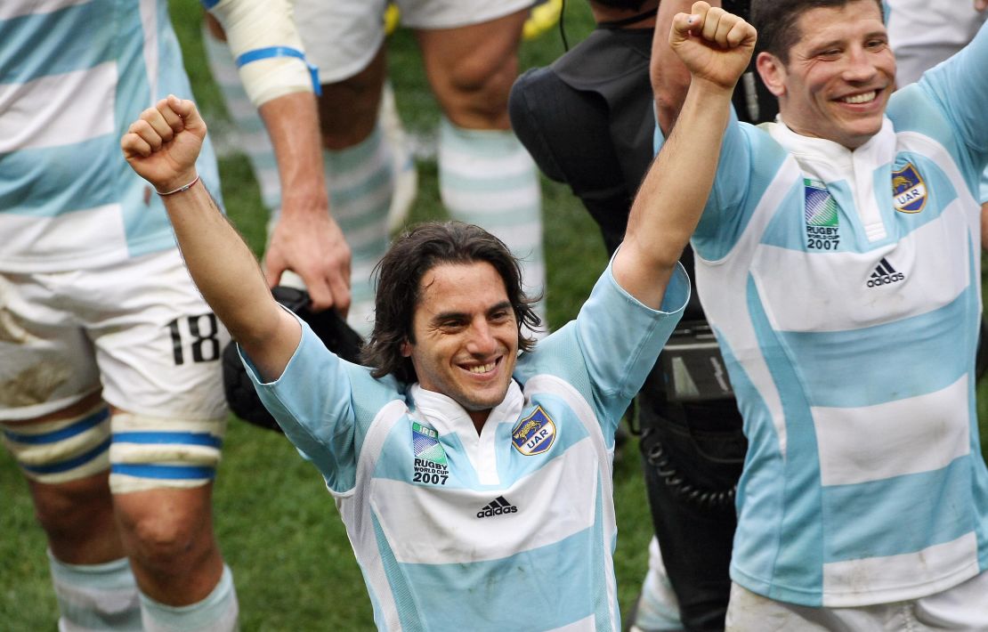 Pichot celebrates victory over Ireland at the 2007 Rugby World Cup.
