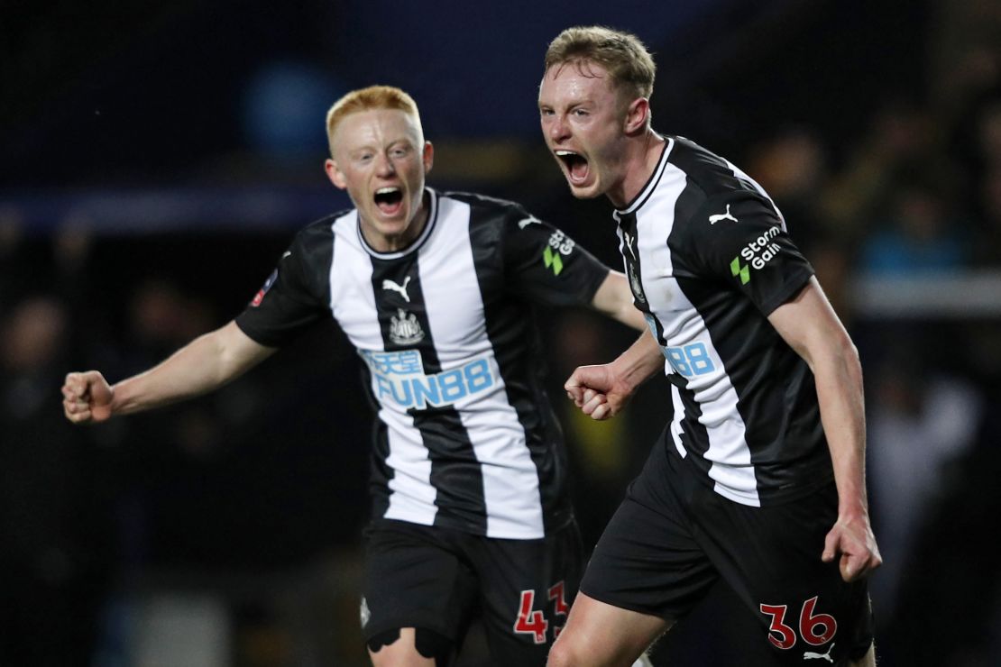 Newcastle United's Sean (right) and Matty Longstaff celebrate the opening goal of the FA Cup fourth round replay against Oxford United earlier this year.