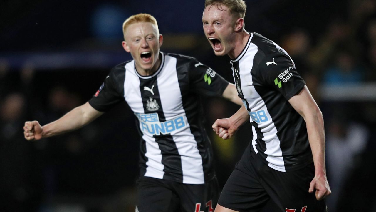 Newcastle United's Sean (right) and Matty Longstaff celebrate the opening goal of the FA Cup fourth round replay against Oxford United earlier this year.