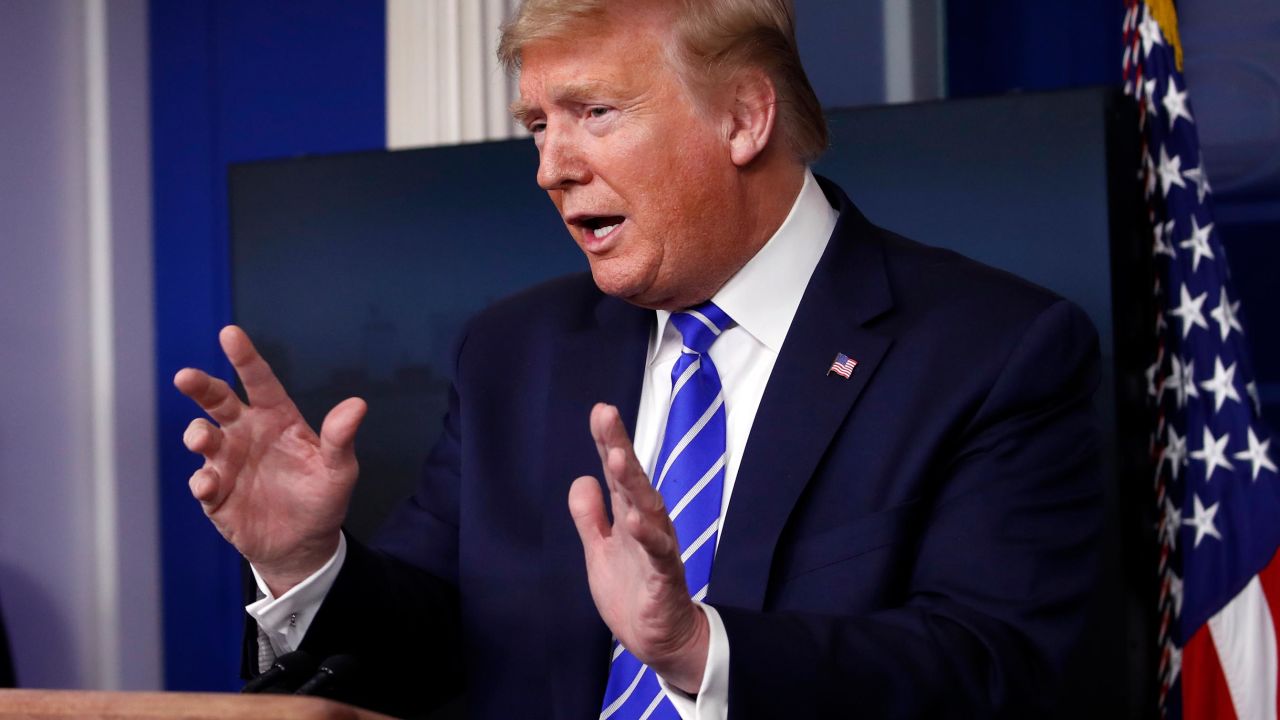 President Donald Trump speaks about the coronavirus in the James Brady Press Briefing Room of the White House, Thursday, April 23, 2020, in Washington.