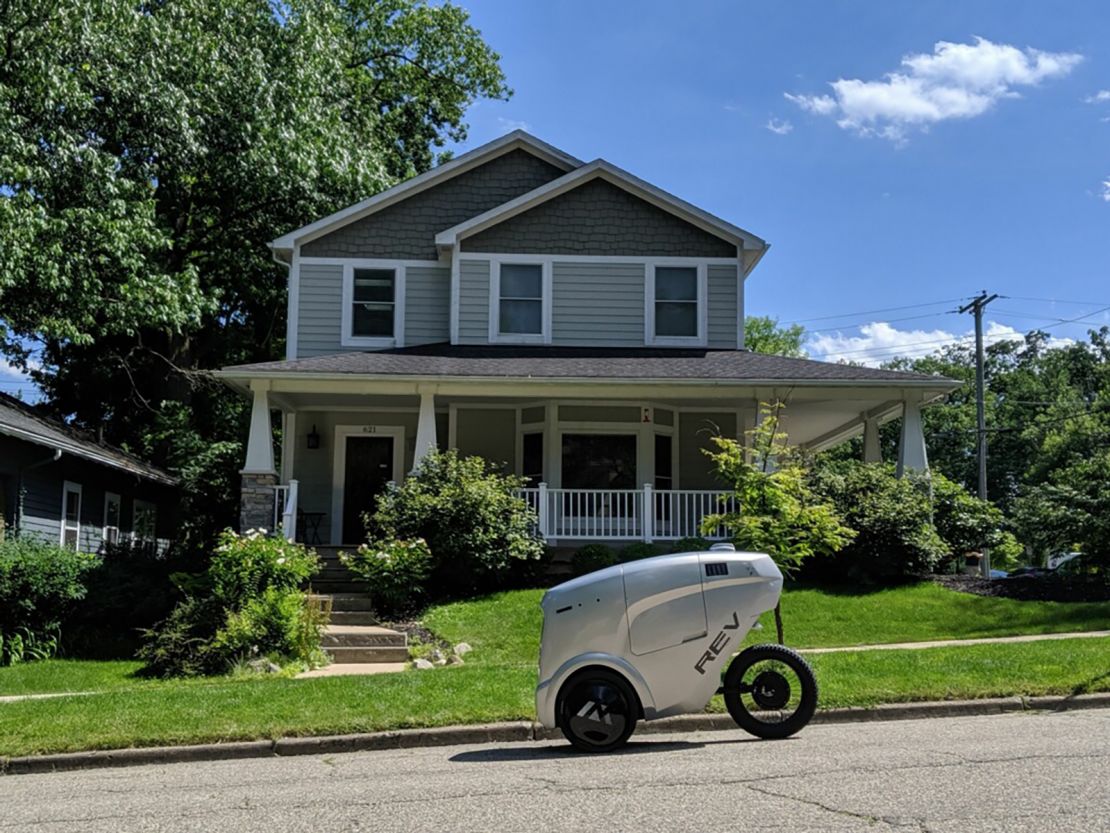 REV-1 robots are making 50 to 100 deliveries a day in Ann Arbor, Michigan. 