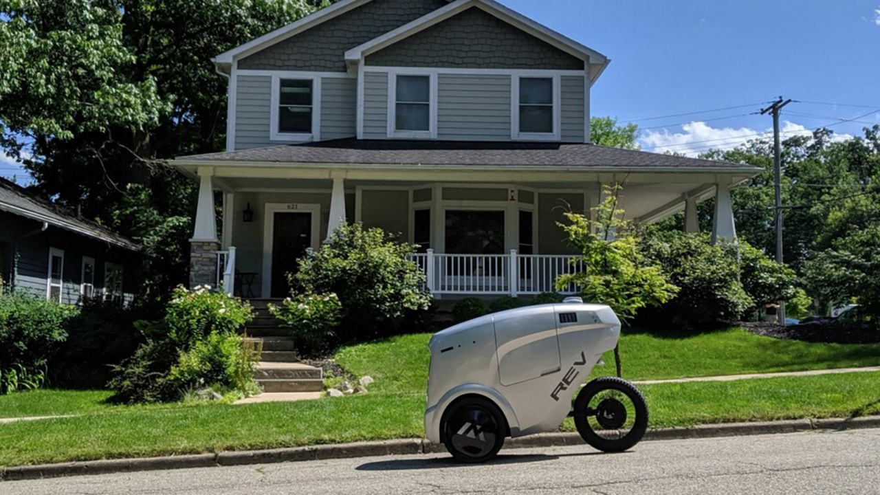 REV-1 robots are making 50 to 100 deliveries a day in Ann Arbor, Michigan.