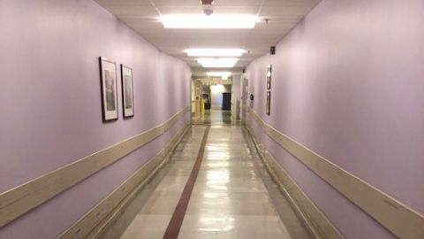 The University of Chicago Medical Center one late afternoon. There are rarely moments when these corridors are empty.