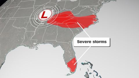 Severe weather is possible across parts of the Southeast Saturday.