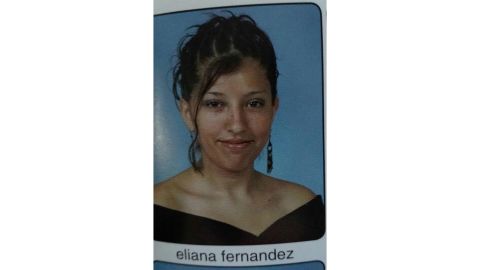 Fernandez smiles in a high school yearbook photo, shortly after she arrived in the United States.