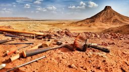 A view of the Kem Kem region, Sahara Desert (south-eastern Morocco), from the excavation site of Spinosaurus.