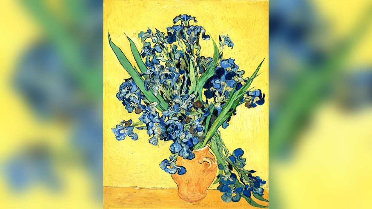 Vase with Irises Against a Yellow Background, 1890 by Vincent Van Gogh