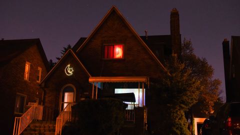A home in Dearborn lit up for Ramadan in 2019.