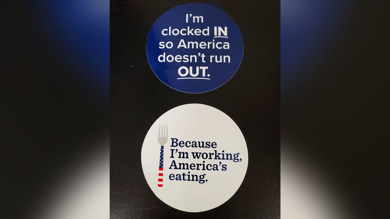 Employees say Tyson handed out promotional items to workers at its Independence, Iowa plant, underscoring the company's belief that its entire workforce is essential to feeding the nations. Workers at the Independence plant make pet treats.