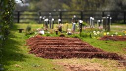 MAKER, ENGLAND - APRIL 14: Pre-dug graves for Covid-19 deaths are seen in Maker Cemetery on April 14, 2020 in Maker, England. The Coronavirus (COVID-19) pandemic has spread to many countries across the world, claiming over 115,000 lives and infecting over 1. 9 million people. (Photo by Dan Mullan/Getty Images)