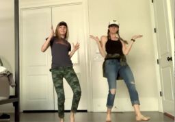 The mom and daughter pair dressed up to go the extra mile in their dance challenge.