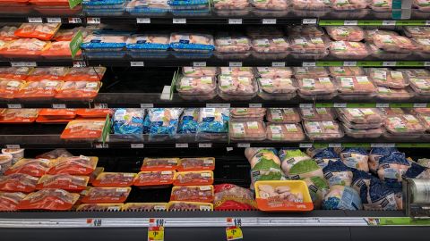 A view of the meat and poultry section at a grocery store on Tuesday, April 28, in Washington, DC. 