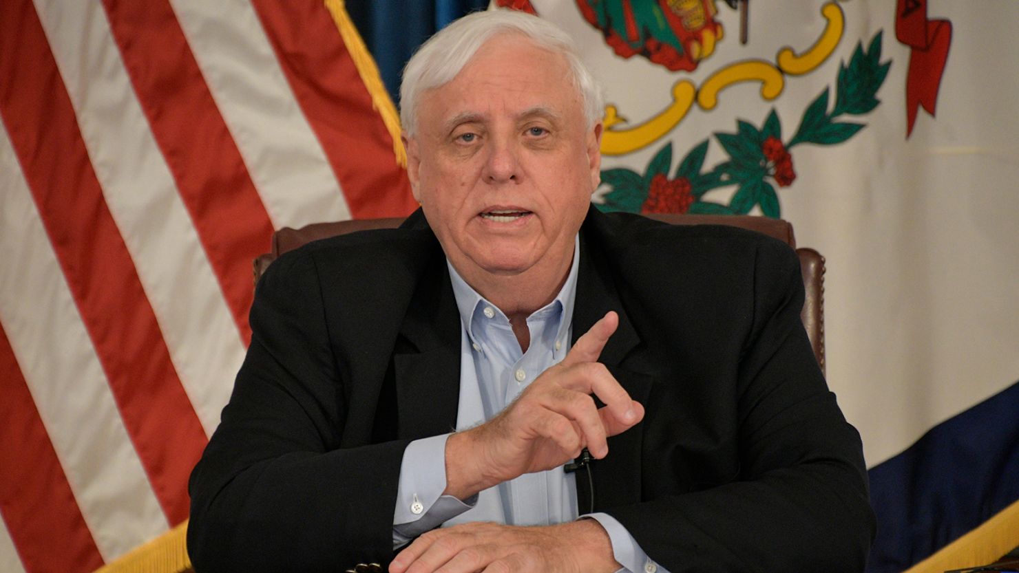 West Virginia Gov. Jim Justice speaks at a Covid-19 briefing on April 28. 