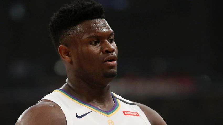 LOS ANGELES, CALIFORNIA - FEBRUARY 25: Zion Williamson #1 of the New Orleans Pelicans looks on in a game against the Los Angeles Lakers during the first half at Staples Center on February 25, 2020 in Los Angeles, California. NOTE TO USER: User expressly acknowledges and agrees that, by downloading and or using this Photograph, user is consenting to the terms and conditions of the Getty Images License Agreement. (Photo by Katelyn Mulcahy/Getty Images)