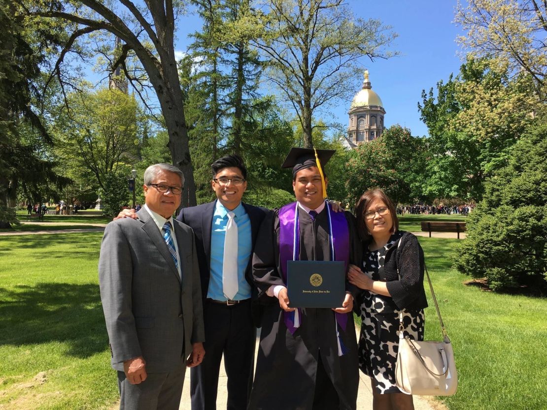 Celia Yap-Banago (far right) with her two sons and husband, Amado. 