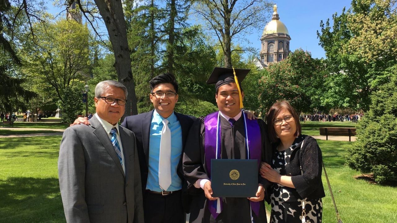 Celia Yap-Banago (far right) with her two sons and husband, Amado.