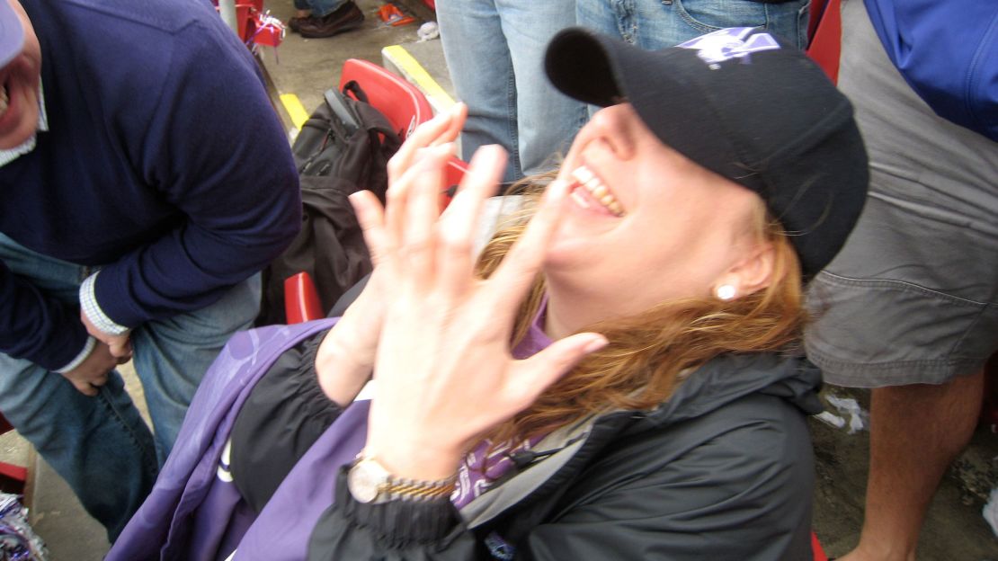 A common anxiety-ridden pose of the author's, visible during any Northwestern game.