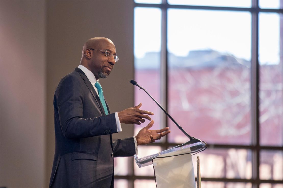 The Rev. Raphael G. Warnock speaks during the Martin Luther King, Jr. annual commemorative service in January at Ebenezer Baptist Church in Atlanta. 