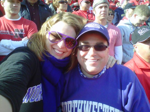 <strong>Away game</strong>: Northwestern alumnus David Chalian, CNN Political Director, and the author take in a "Cardiac Cats" victory, this time over Nebraska in Lincoln, November 2011.