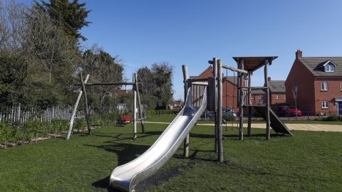 A park in Aylesbury, England, on March 24 after the government announced playgrounds were to close to enforce social distancing.