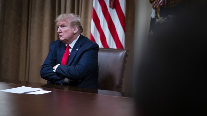 WASHINGTON, DC - APRIL 27: U.S. President Donald Trump meets with industry executives in the Cabinet Room of the White House April 27, 2020 in Washington, DC. Trump met with the executives to discuss ongoing responses to the COVID-19 pandemic. (Photo by Doug MIlls - The New York Times/Pool/Getty Images)