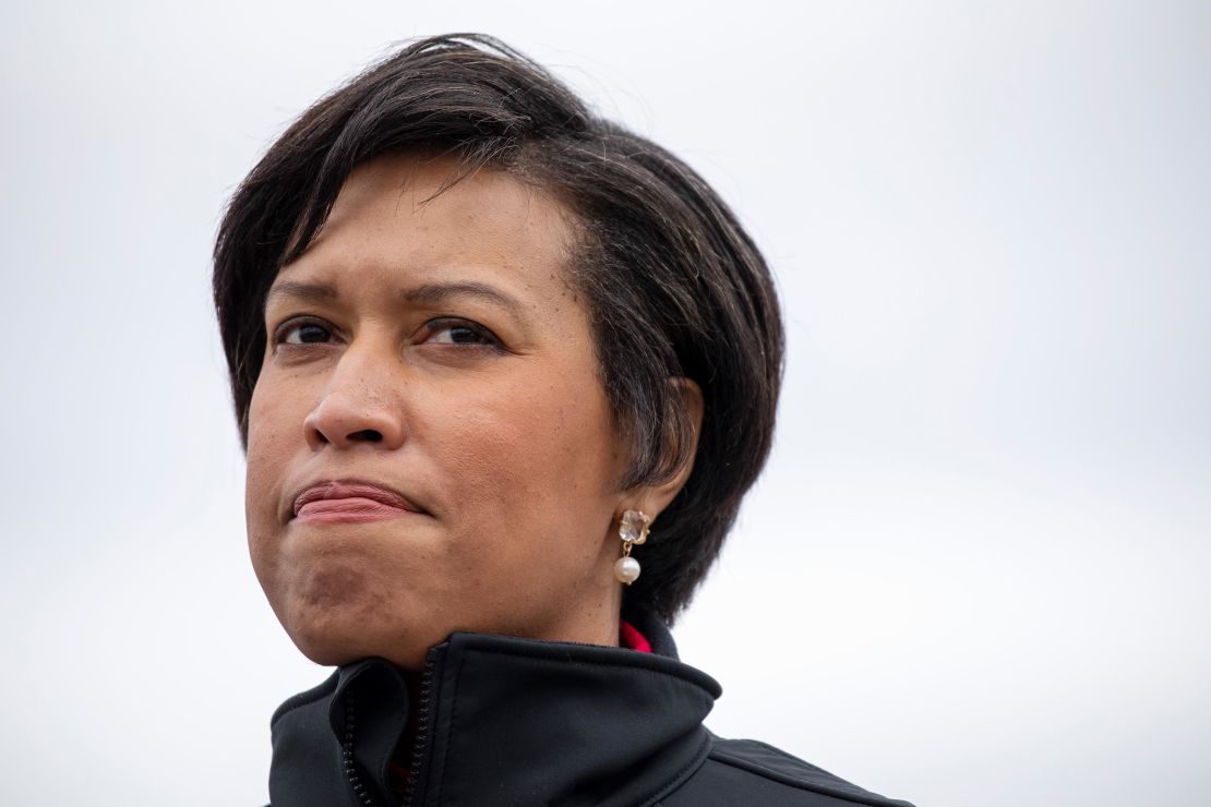 District of Columbia Mayor Muriel Bowser speaks about the city's response to the coronavirus, Monday, March 16, 2020, in Washington. 