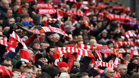 Liverpool supporters pack the stands at Anfield.