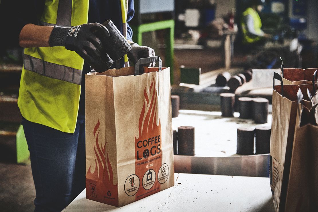 A bag of Bio-bean coffee logs costs around £7 ($8.70) -- similar to other fire logs available in the UK, says the company's founder.