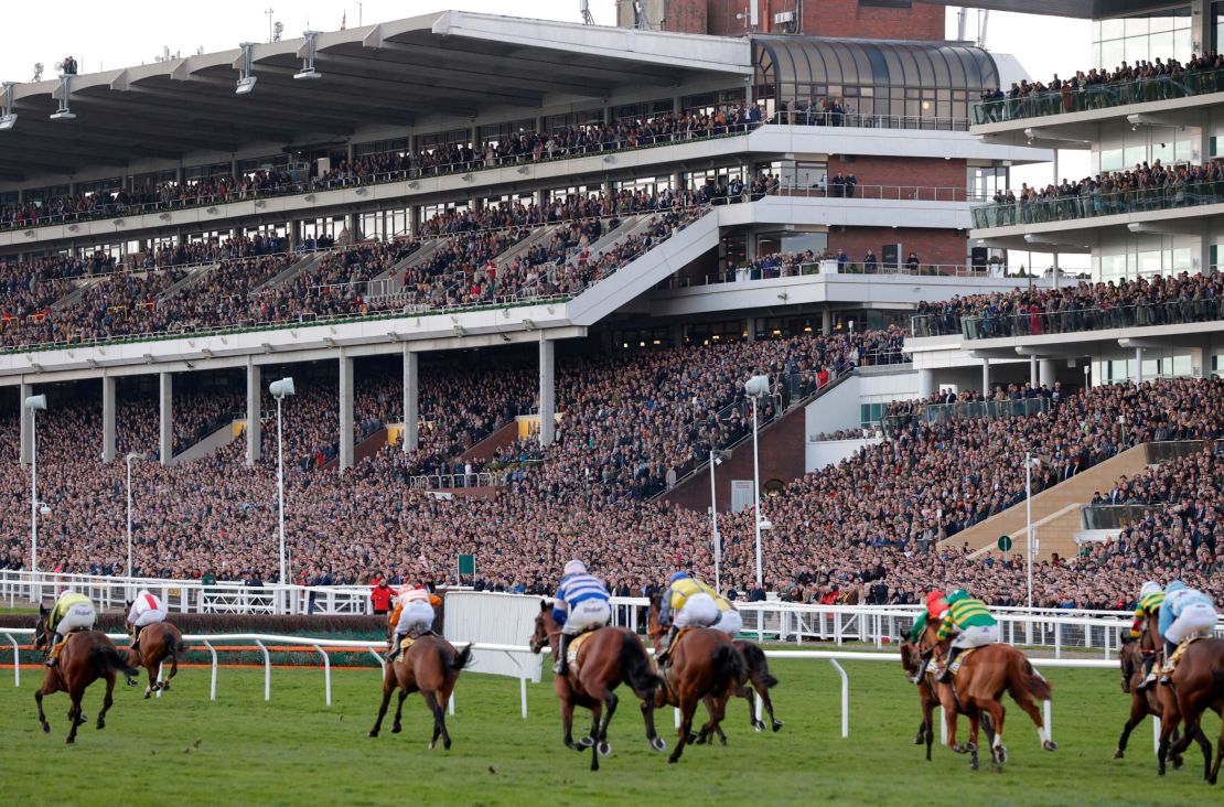 Ths stands were packed during day four of the Cheltenham Festival on March 13. (Tom Jenkins/Getty Images)
