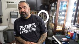 Juan Desmarais, the owner of Primo's Barbershop in Vacaville, a Northern California suburb, tells CNN he was forced to close his business after the statewide stay-at-home order went into effect on March 19. Desmarais has shifted entirely to cutting his clients' hair at his house but is still required to fork up a hefty rent for his shop that is temporarily shut down. He said his employees are also cutting hair by any means necessary to make a living -- mostly inside their living rooms and garages.