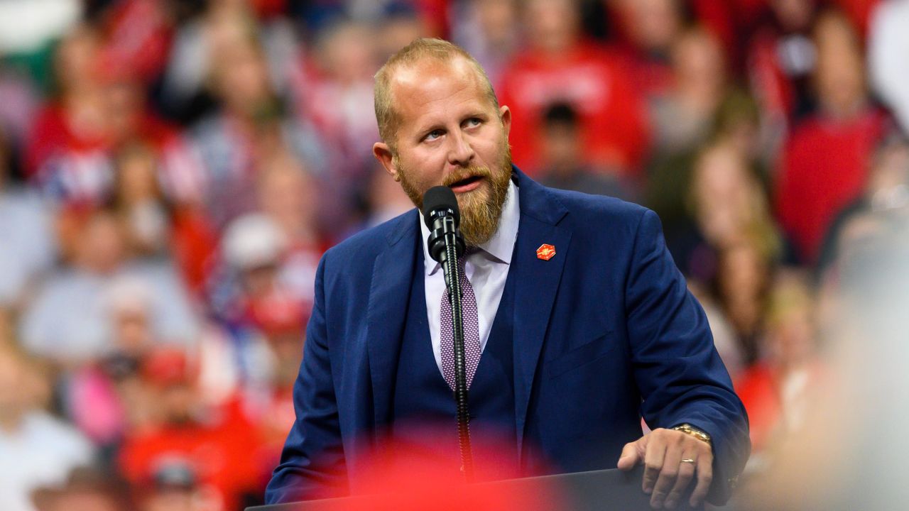 Brad Parscale, Trump's campaign manager, speaks before a rally at the target center on October 10, 2019 in Minneapolis.
