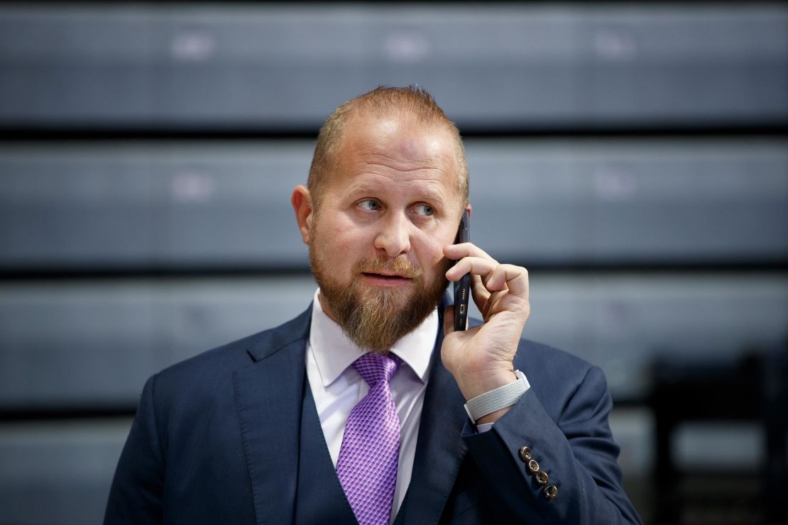 Brad Parscale speaks on the phone ahead a campaign rally inside of the Knapp Center arena at Drake University on January 30, 2020 in Des Moines, Iowa. 