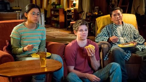 Leah Lewis, Daniel Diemer, and Collin Chou in a scene from "The Half of It."