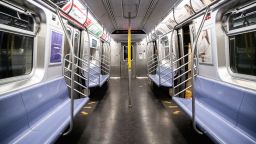 A empty subway is seen on April 28, in New York City. 