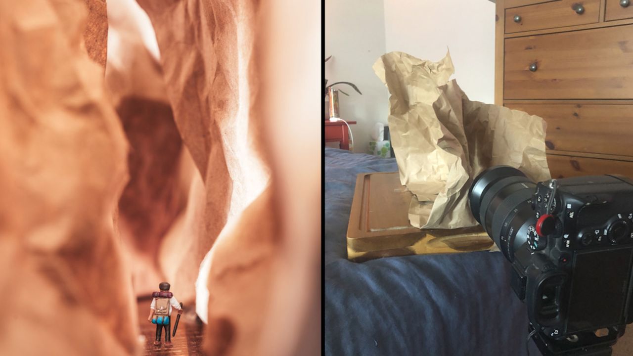 She turns paper bags into a canyon adventure.