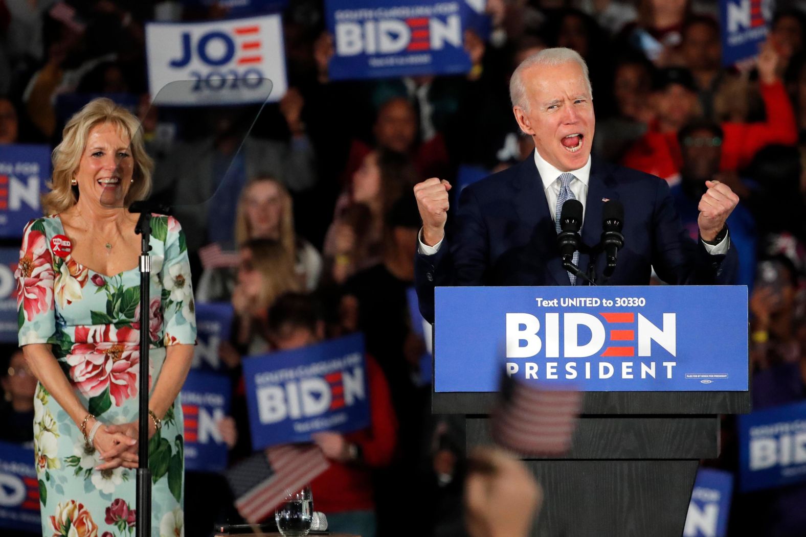Biden rallied from early setbacks in Iowa, New Hampshire and Nevada, <a href="index.php?page=&url=http%3A%2F%2Fwww.cnn.com%2F2020%2F02%2F29%2Fpolitics%2Fgallery%2Fsouth-carolina-primary%2Findex.html" target="_blank">winning the South Carolina primary</a> in February 2020. "Just days ago, the press and pundits had declared this candidacy dead," Biden said in his speech to supporters. "Because of you, the heart of the Democratic Party, we just won and we won big because of you. We are very much alive."
